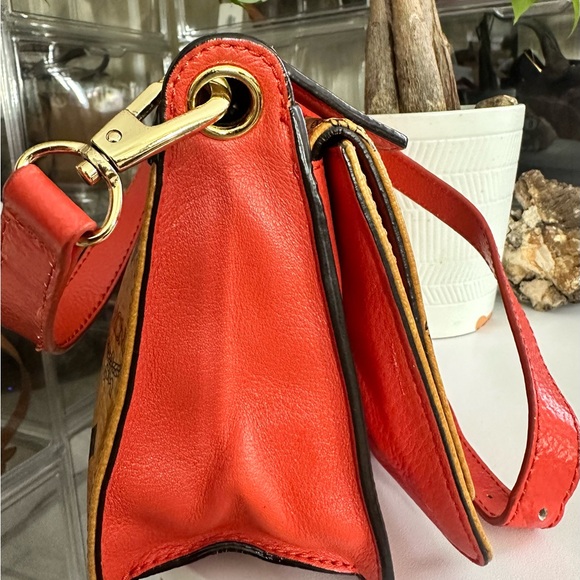 MCM Crossbody Bag in Orange with Red Trim - Picture 4 of 8